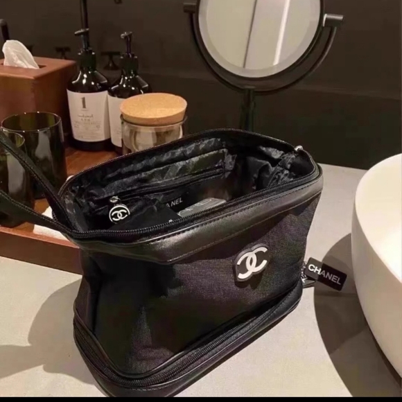 Authentic Chanel Black Nylon Makeup Bag New - Picture 5 of 5